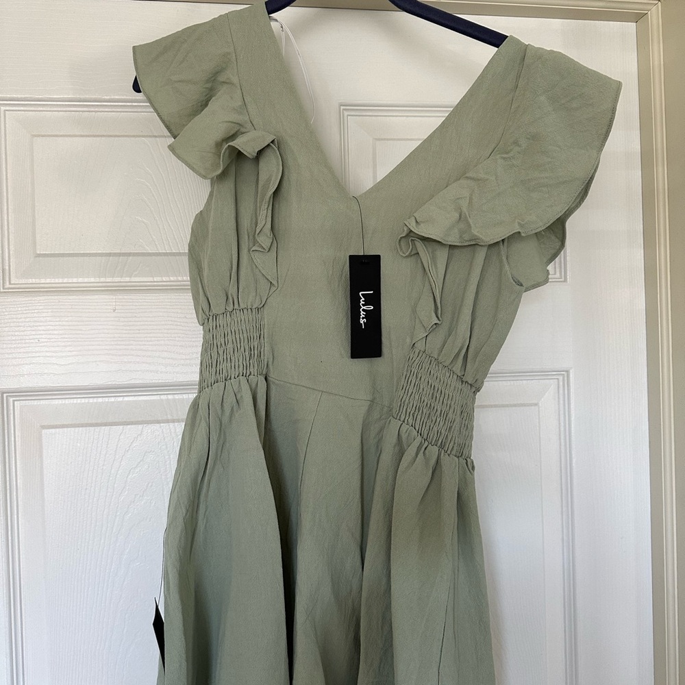 Lulu's Green Ruffle Sleeve Romper